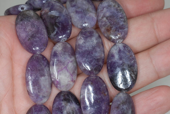 25X15mm Purple Lepidolite Gemstone Grade A Oval Loose Beads 7.5 inch Half Strand (90187927-663)