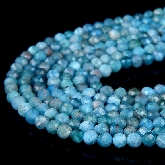 3MM Ocean Blue Natural Apatite Gemstone Grade AA Micro Faceted Round Loose Beads 15.5 inch Full Strand (80008872-P13)