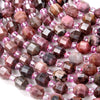 6MM Flower Rhodonite Gemstone Grade AA Faceted Prism Double Point Cut Loose Beads (D111)