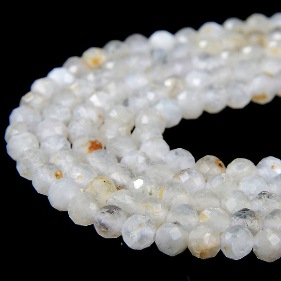 Natural White Moonstone Gemstone Grade AA Micro Faceted Round 2MM 3MM Loose Beads 15 Inch Full Strand (P65)