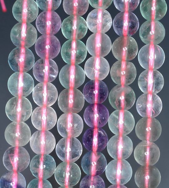 7mm Rainbow Fluorite Gemstone Grade A Round Loose Beads 15.5 inch Full Strand (90187760-686)