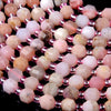 6MM Pink Opal Gemstone Grade AA Faceted Prism Double Point Cut Loose Beads (D111)