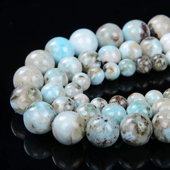 Natural Larimar Gemstone Round 6MM 8MM 10MM Loose Beads (D19)