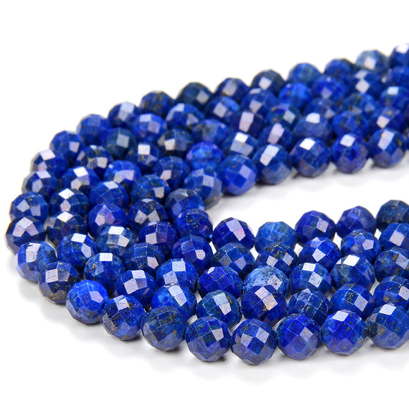 Natural Lapis Lazuli Gemstone Grade AAA Micro Faceted Round 4MM 5MM Loose Beads 15 inch Full Strand (P47)