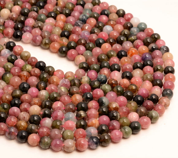 6mm Multi Color Tourmaline Gemstone Grade AA Round Loose Beads 15 Inch Full Strand (80007311-A254)