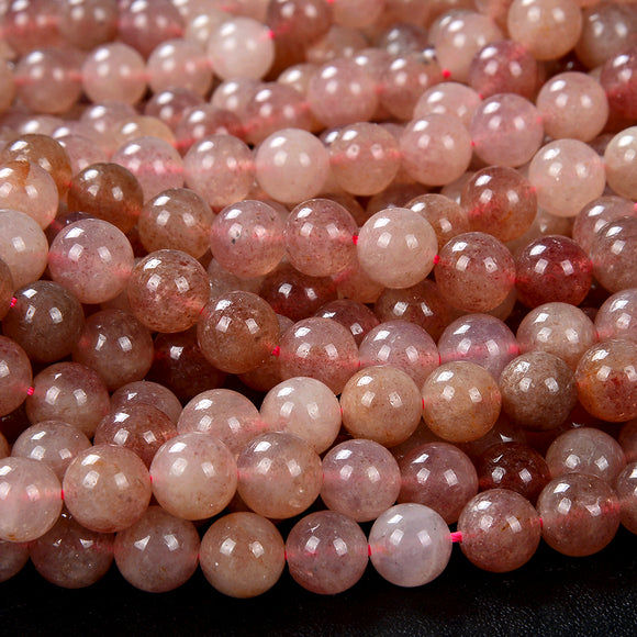 Natural Strawberry Quartz Gemstone Grade A Round 6MM 8MM 10MM Loose Beads (D131)