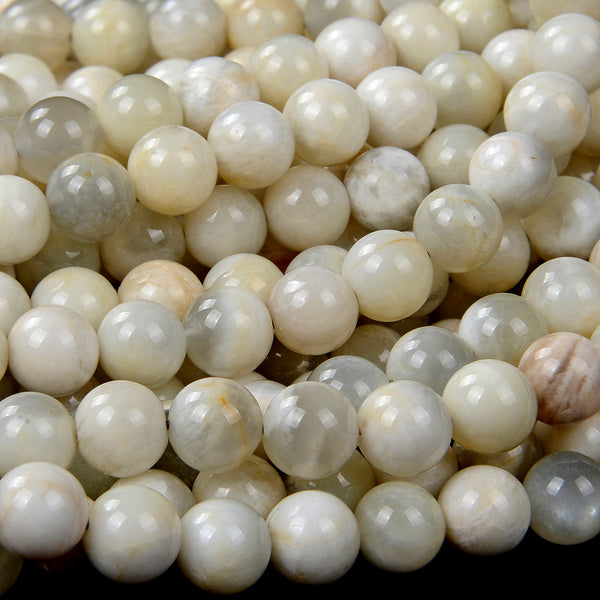 Silver White Moonstone Gemstone Grade A Round 4MM 5MM 6MM 7MM 8MM 9MM 10MM Loose Beads (D107)