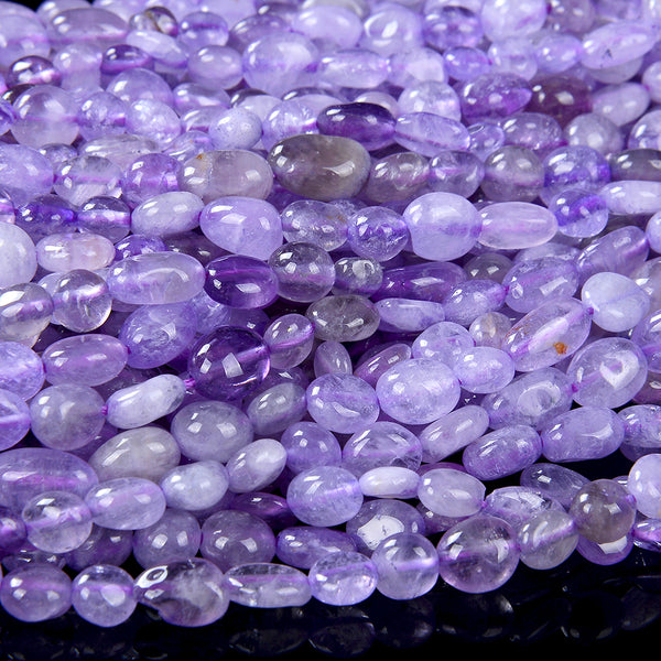 6-8MM Lavender Amethyst Gemstone Pebble Nugget Loose Beads (D184)