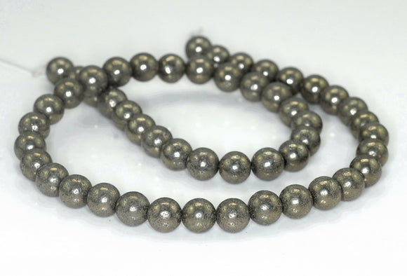 8mm Rough Pyrite Gemstone Grade AB Round Loose Beads 15.5 inch Full Strand (90187367-718)