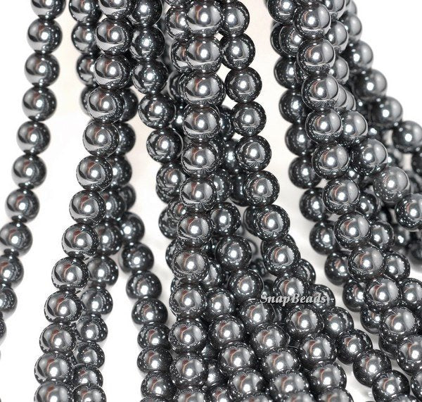 4mm Noir Black Hematite Gemstone Black Round Loose Beads 16 inch Full Strand (90147904-147)