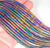 4X1MM Rainbow Hematite Gemstone Heishi Wave Rondelle Slice Loose Beads 16 inch Full Strand (80000025-A36)