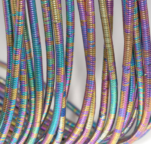 4X1MM Rainbow Hematite Gemstone Heishi Wave Rondelle Slice Loose Beads 16 inch Full Strand (80000025-A36)