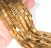 8X6MM Gold Hematite Gemstone Rectangle Flat Loose Beads 16 inch Full Strand (80000056-A37)