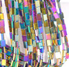 8X6MM Rainbow Hematite Gemstone Rectangle Flat Loose Beads 16 inch Full Strand (80000059-A37)