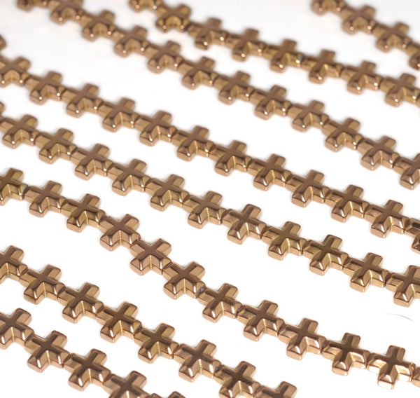 6MM Bronze Hematite Gemstone Cross Loose Beads 16 inch Full Strand (80000065-A37)