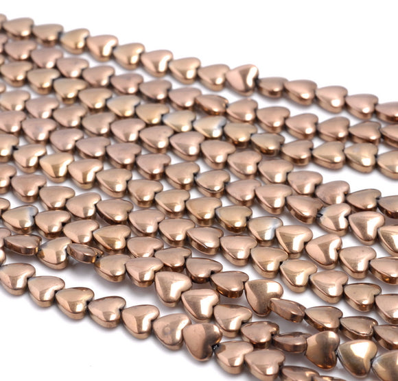 6MM Bronze Hematite Gemstone Love Heart Loose Beads 15.5 inch Full Strand (80000093-A38)