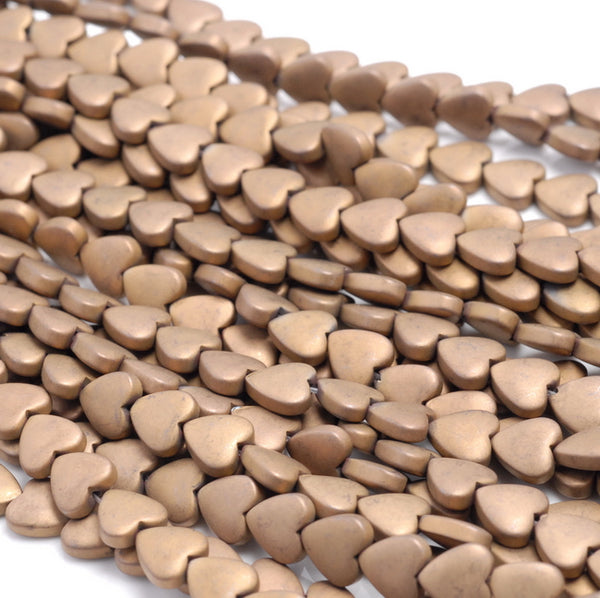 8MM Matte Bronze Hematite Gemstone Love Heart Loose Beads 16 inch Full Strand (80000107-A39)