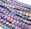 8MM Matte Rainbow Hematite Gemstone Love Heart Loose Beads 16 inch Full Strand (80000108-A39)