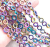 8MM Rainbow Hematite Gemstone Rim Halo Circle Loose Beads 16 inch Full Strand (80000129-A40)