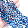 8MM Blue Hematite Gemstone Rim Halo Circle Loose Beads 16 inch Full Strand (80000131-A40)