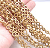 8MM Matte Gold Hematite Gemstone Rim Halo Circle Loose Beads 16 inch Full Strand (80000133-A40)