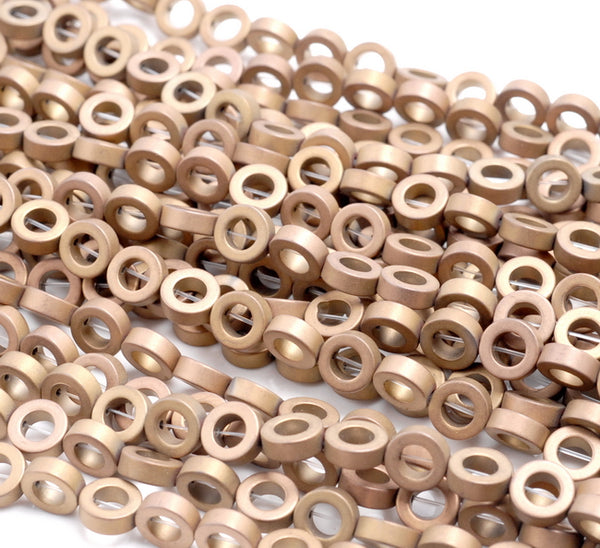 8MM Matte Bronze Hematite Gemstone Rim Halo Circle Loose Beads 16 inch Full Strand (80000135-A40)