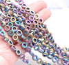 8MM Matte Rainbow Hematite Gemstone Rim Halo Circle Loose Beads 16 inch Full Strand (80000136-A40)