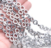 10MM Silver Hematite Gemstone Rim Halo Circle Loose Beads 16 inch Full Strand (80000141-A40)