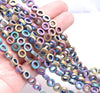 10MM Matte Rainbow Hematite Gemstone Rim Halo Circle Loose Beads 16 inch Full Strand (80000150-A41)