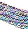 10MM Matte Rainbow Hematite Gemstone Rim Halo Circle Loose Beads 16 inch Full Strand (80000150-A41)