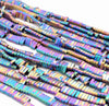 6X2MM Matte Rainbow Hematite Gemstone Double Hole Flat Round Rectangle Loose Beads 16 inch Full Strand (80000163-A41)