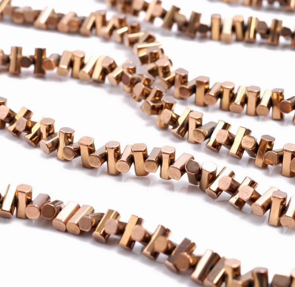 6X3MM Bronze Hematite Gemstone Side Drill Hexagon Tube Loose Beads 16 inch Full Strand (80000169-A41)