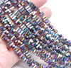 6X3MM Rainbow Hematite Gemstone Side Drill Hexagon Tube Loose Beads 16 inch Full Strand (80000170-A41)