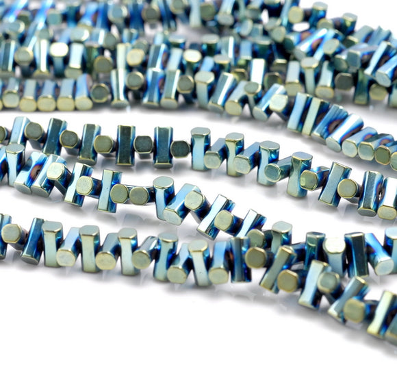 6X3MM Green Hematite Gemstone Side Drill Hexagon Tube Loose Beads 16 inch Full Strand (80000171-A42)