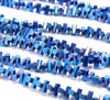 6X3MM Blue Hematite Gemstone Side Drill Hexagon Tube Loose Beads 16 inch Full Strand (80000172-A42)