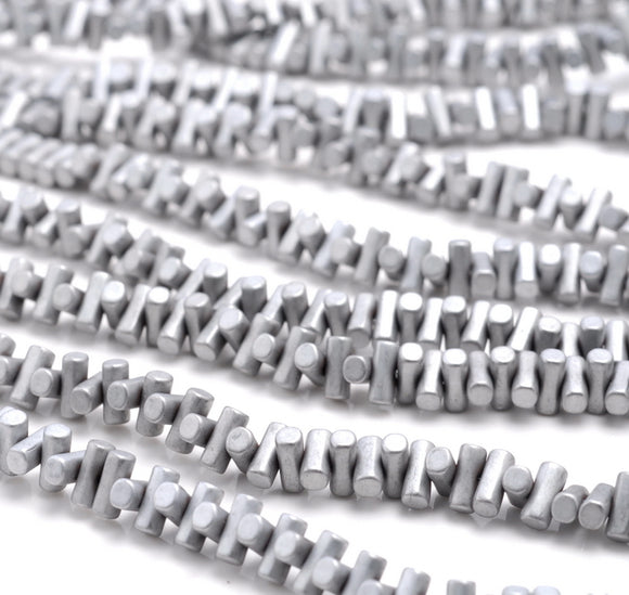 6X3MM Matte Silver Hematite Gemstone Side Drill Hexagon Tube Loose Beads 16 inch Full Strand (80000175-A42)