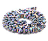 6X3MM Matte Rainbow Hematite Gemstone Side Drill Hexagon Tube Loose Beads 16 inch Full Strand (80000177-A42)