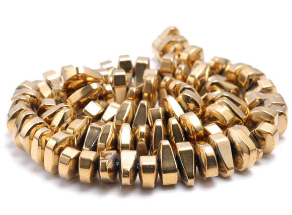 12X5MM Gold Hematite Gemstone Nugget Loose Beads 15.5 inch Full Strand (80000181-A42)