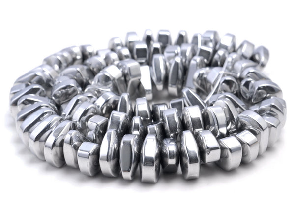 12X5MM Silver Hematite Gemstone Nugget Loose Beads 15.5 inch Full Strand (80000182-A42)