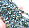 4MM Green Hematite Gemstone Diagonal Drill;Square Cube Loose Beads 15.5 inch Full Strand (80000192-A43)