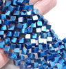 4MM Blue Hematite Gemstone Diagonal Drill;Square Cube Loose Beads 15.5 inch Full Strand (80000193-A43)