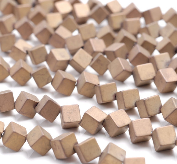 4MM Matte Bronze Hematite Gemstone Diagonal Drill;Square Cube Loose Beads 15.5 inch Full Strand (80000197-A43)