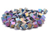 4MM Matte Rainbow Hematite Gemstone Diagonal Drill;Square Cube Loose Beads 15.5 inch Full Strand (80000198-A43)