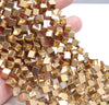 6MM Gold Hematite Gemstone Diagonal Drill;Square Cube Loose Beads 16 inch Full Strand (80000202-A43)