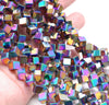 6MM Rainbow Hematite Gemstone Diagonal Drill;Square Cube Loose Beads 16 inch Full Strand (80000205-A44)