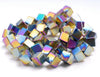 6MM Rainbow Hematite Gemstone Diagonal Drill;Square Cube Loose Beads 16 inch Full Strand (80000205-A44)