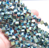 6MM Green Hematite Gemstone Diagonal Drill;Square Cube Loose Beads 16 inch Full Strand (80000206-A44)