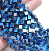 6MM Blue Hematite Gemstone Diagonal Drill;Square Cube Loose Beads 16 inch Full Strand (80000207-A44)