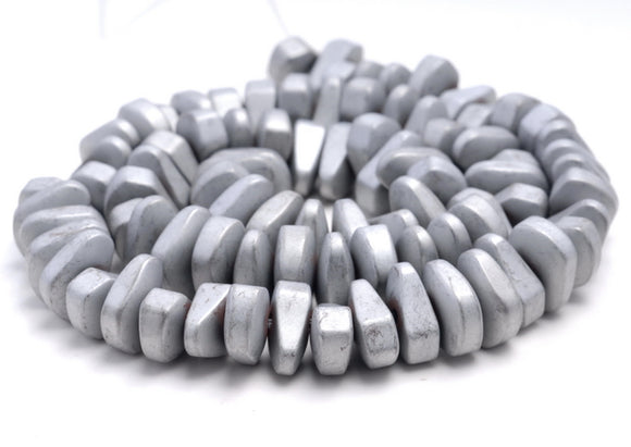 12X5MM Matte Silver Hematite Gemstone Nugget Loose Beads 15.5 inch Full Strand (80000251-A46)