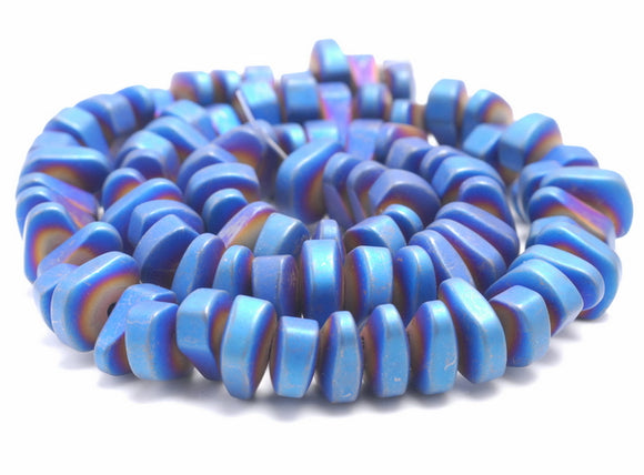 12X5MM Matte Blue Hematite Gemstone Nugget Loose Beads 15.5 inch Full Strand (80000255-A46)